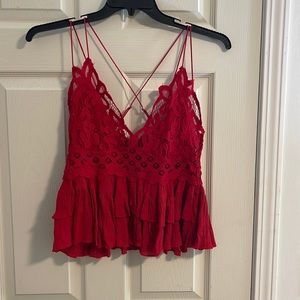 Free People Red Adella Cami